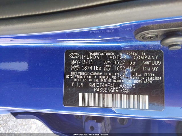 2013 HYUNDAI ACCENT KMHCT4AE4DU503076 Photo 8