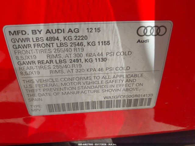 2016 AUDI Q3 WA1GFCFS0GR014133 Photo 8