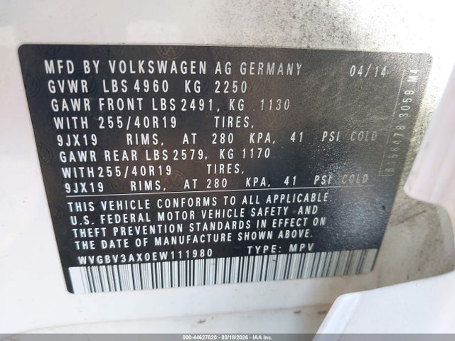 WVGBV3AX0EW111980 Volkswagen Tiguan R-line
