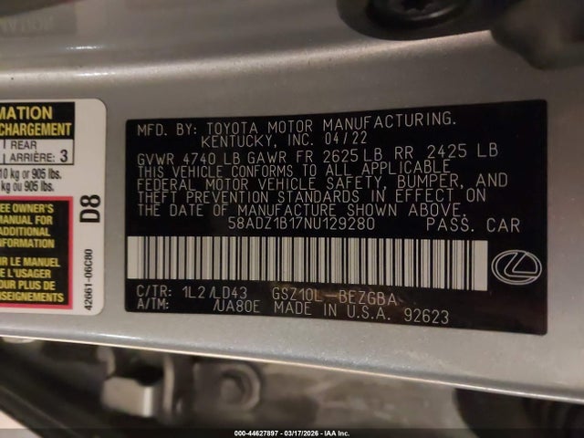 2022 LEXUS ES 350 58ADZ1B17NU129280 Photo 8