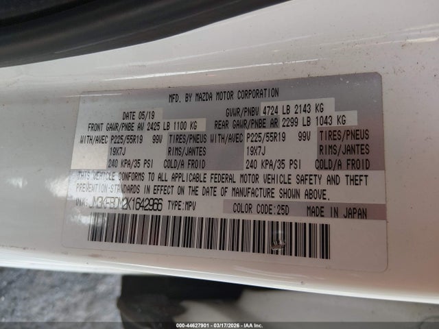 Aukcja sprzedaży 2019 Mazda Cx-5 Grand Touring, vin: JM3KFBDM2K1642966, numer aukcji: 44627901