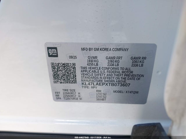 Aukcja sprzedaży 2026 Buick Envista Preferred Fwd, vin: KL47LAEPXTB073607, numer aukcji: 44627949