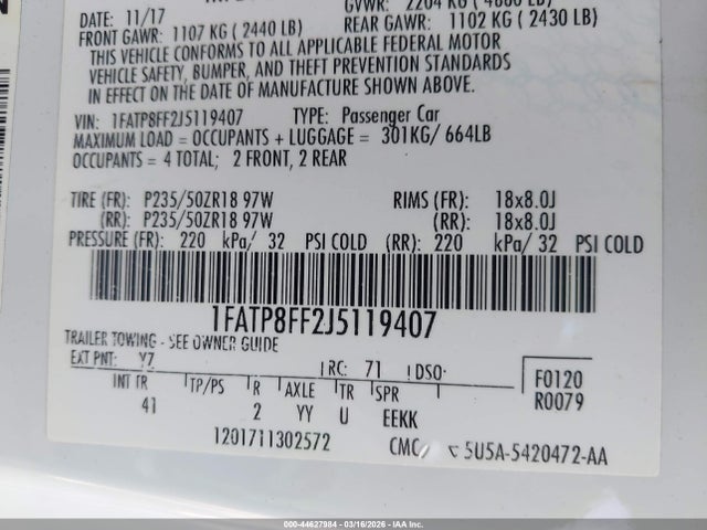 Ford Mustang Gt Premium 2018 1FATP8FF2J5119407 Image 9