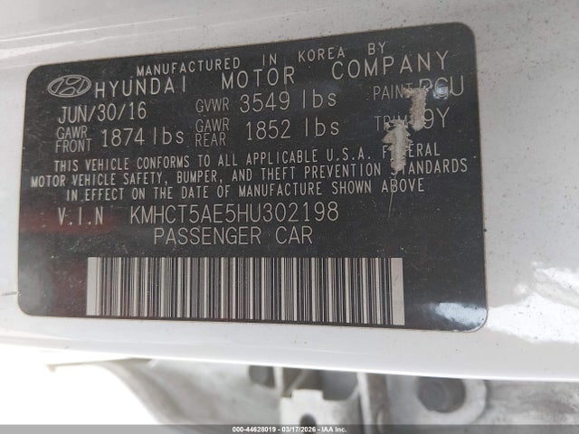 2017 HYUNDAI ACCENT KMHCT5AE5HU302198 Photo 8