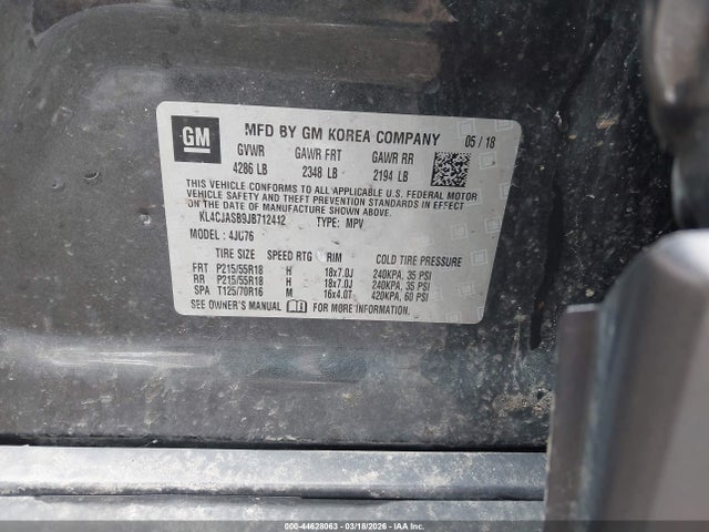 44628063 :رقم المزاد ، KL4CJASB9JB712442 vin ، 2018 Buick Encore Preferred مزاد بيع