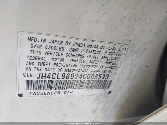 Aukcja sprzedaży 2004 Acura Tsx, vin: JH4CL96924C006593, numer aukcji: 44628069