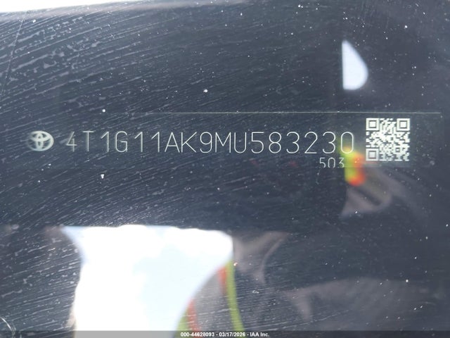Aukcja sprzedaży 2021 Toyota Camry Se, vin: 4T1G11AK9MU583230, numer aukcji: 44628093