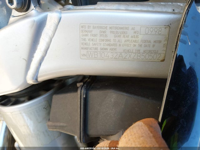 1999 Bmw R1100 S მანქანა იყიდება აუქციონზე, vin: WB10432A2XZB50502, აუქციონის ნომერი: 44628104