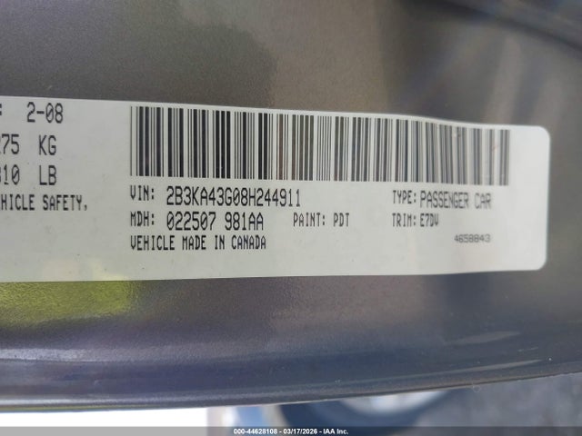 Продаж на аукціоні авто 2008 Dodge Charger, vin: 2B3KA43G08H244911, номер лоту: 44628108