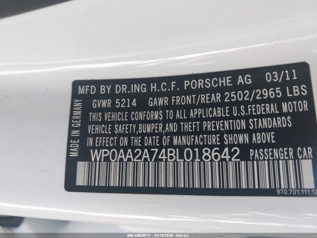 2011 PORSCHE PANAMERA WP0AA2A74BL018642 Photo 8