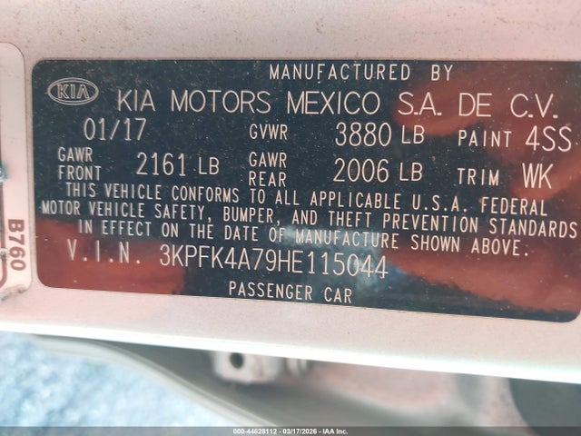 KIA FORTE LX 2017 3KPFK4A79HE115044 Image 9