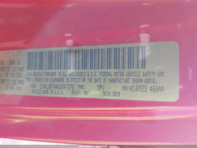 2019 JEEP WRANGLER UNLIMITED 1C4HJXFNXKW547272 Photo 8