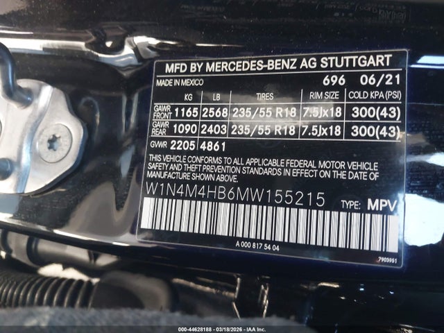 W1N4M4HB6MW155215 Mercedes-Benz Glb 250 4matic