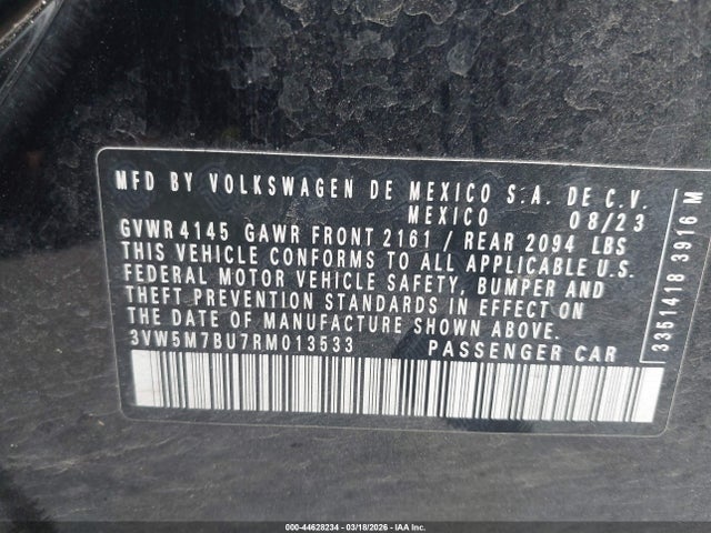Продаж на аукціоні авто 2024 Volkswagen Jetta 1.5t S, vin: 3VW5M7BU7RM013533, номер лоту: 44628234