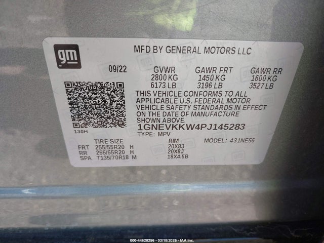 Aukcja sprzedaży 2023 Chevrolet Traverse Awd Premier, vin: 1GNEVKKW4PJ145283, numer aukcji: 44628256