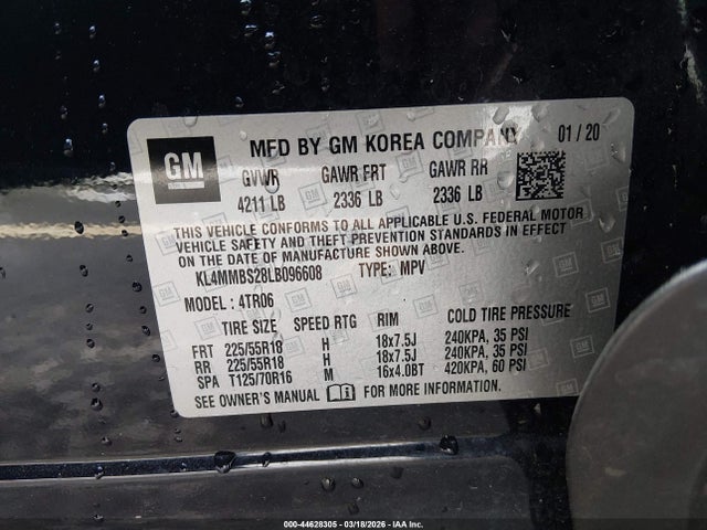 Продажа на аукционе авто 2020 Buick Encore Gx Fwd Preferred, vin: KL4MMBS28LB096608, номер лота: 44628305