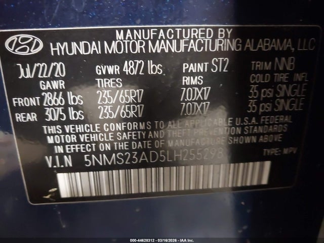Hyundai Santa Fe Se 2020 5NMS23AD5LH255298 Image 9
