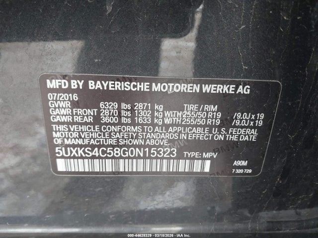 2016 BMW X5 5UXKS4C58G0N15323 Photo 8