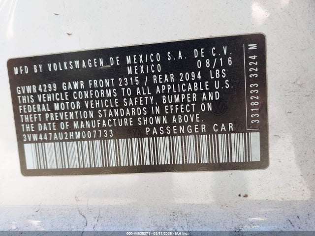 2017 VOLKSWAGEN GOLF GTI 3VW447AU2HM007733 Photo 8