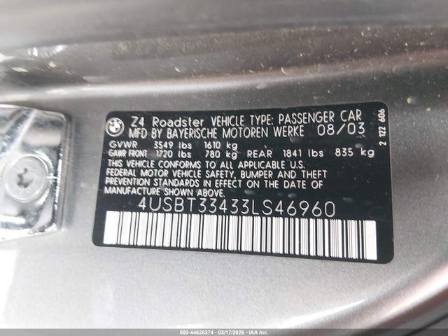 2003 BMW Z4 4USBT33433LS46960 Photo 8