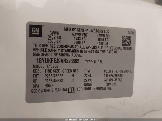 2010 CADILLAC ESCALADE HYBRID 1GYUKFEJ9AR223595 Photo 8
