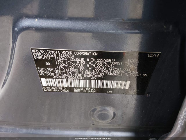 Toyota RAV4 LE 2014 JTMZFREV2ED033600 Image 9