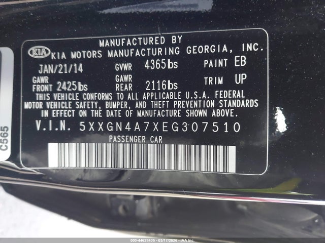 2014 KIA OPTIMA 5XXGN4A7XEG307510 Photo 8