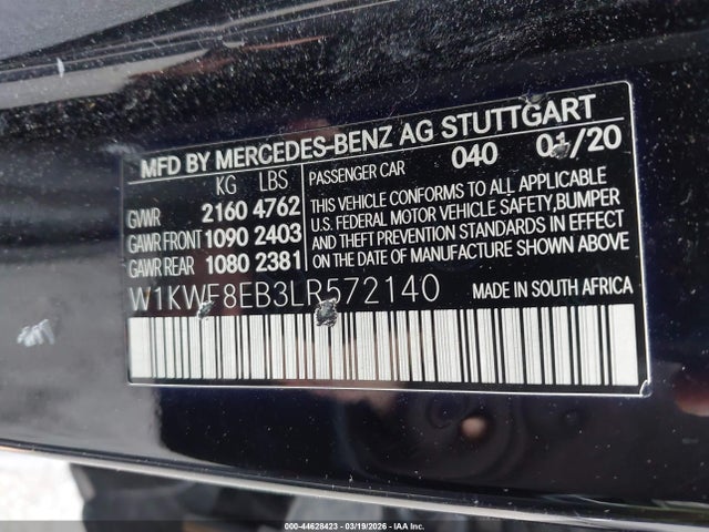 Продажа на аукционе авто 2020 Mercedes-benz C 300 4matic, vin: W1KWF8EB3LR572140, номер лота: 44628423