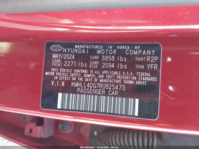 Aukcja sprzedaży 2024 Hyundai Elantra Se, vin: KMHLL4DG7RU825473, numer aukcji: 44628483