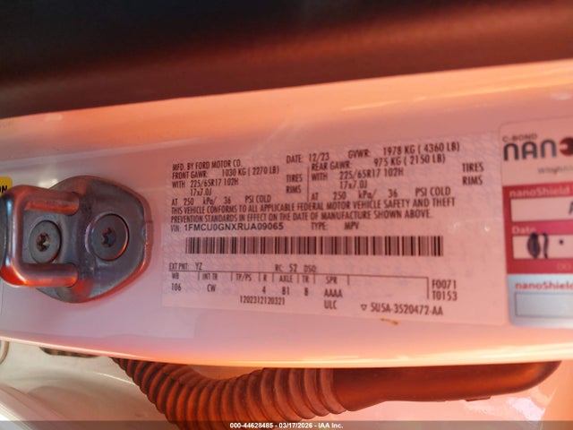 2024 Ford Escape Active მანქანა იყიდება აუქციონზე, vin: 1FMCU0GNXRUA09065, აუქციონის ნომერი: 44628485