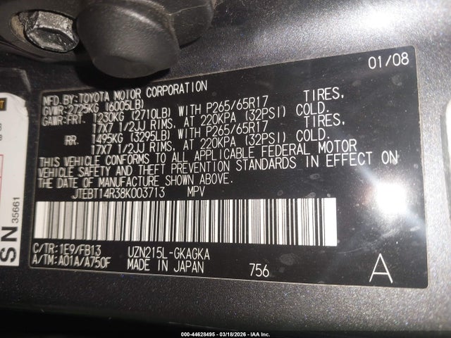 Продаж на аукціоні авто 2008 Toyota 4runner Sport V8, vin: JTEBT14R38K003713, номер лоту: 44628495