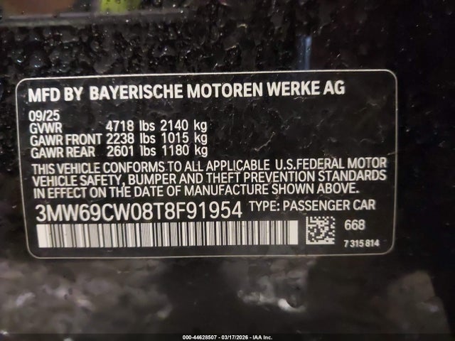 Продаж на аукціоні авто 2026 Bmw 330i Na, vin: 3MW69CW08T8F91954, номер лоту: 44628507