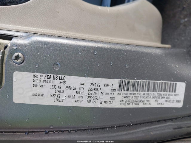 Продажа на аукционе авто 2016 Chrysler Town & Country Touring, vin: 2C4RC1BG3GR104500, номер лота: 44628523