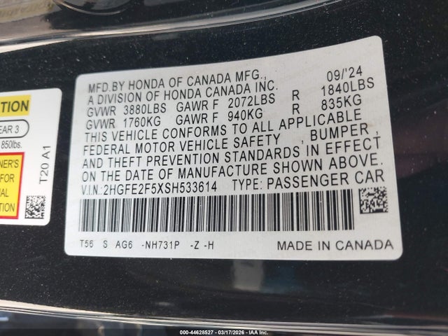 Honda Civic Sport 2025 2HGFE2F5XSH533614 Image 9