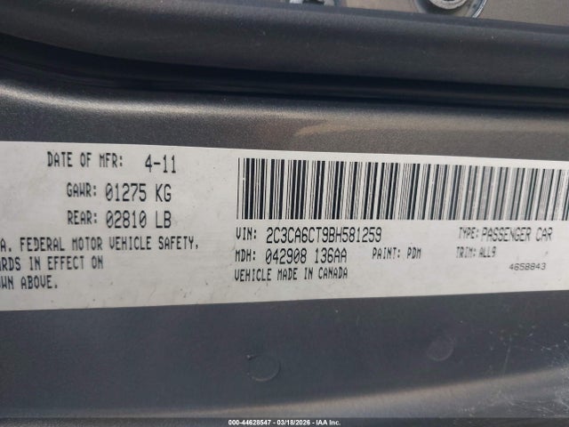 44628547 :رقم المزاد ، 2C3CA6CT9BH581259 vin ، 2011 Chrysler 300c مزاد بيع