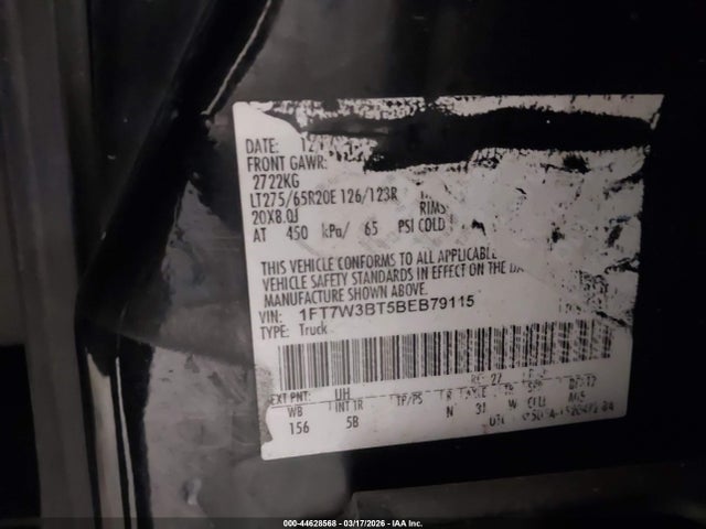 Aukcja sprzedaży 2011 Ford F-350 Lariat, vin: 1FT7W3BT5BEB79115, numer aukcji: 44628568