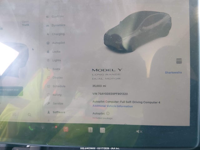 44628605 :رقم المزاد ، 7SAYGDEE6PF901320 vin ، 2023 Tesla Model Y Awd/long Range Dual Motor All-wheel Drive مزاد بيع