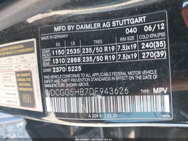 Продаж на аукціоні авто 2013 Mercedes-benz Glk 350, vin: WDCGG5HB7DF943626, номер лоту: 44628607