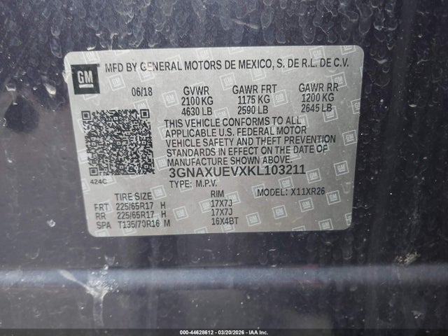 Chevrolet EQUINOX LT 2019 3GNAXUEVXKL103211 Image 9