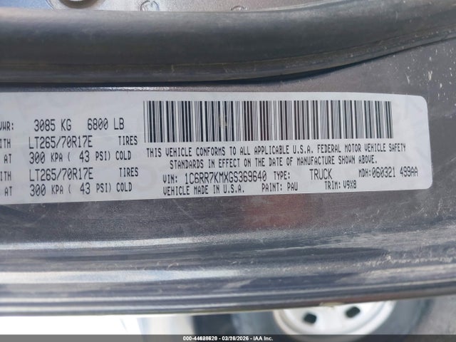 1C6RR7KMXGS369640 RAM 1500 Tradesman