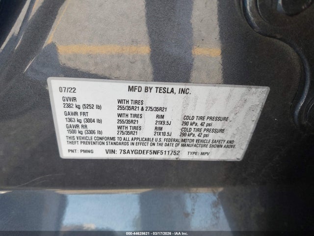 2022 TESLA MODEL Y 7SAYGDEF5NF511752 Photo 8