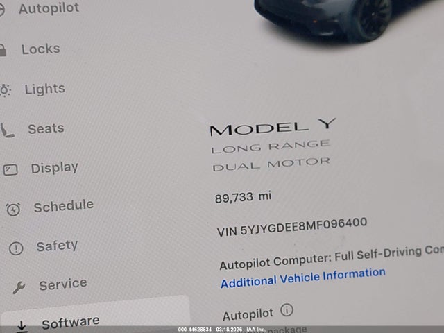 Aukcja sprzedaży 2021 Tesla Model Y Long Range Dual Motor All-wheel Drive, vin: 5YJYGDEE8MF096400, numer aukcji: 44628634