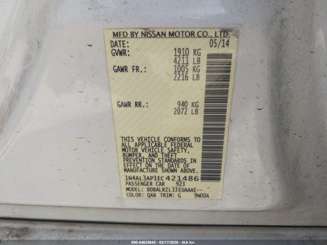 Nissan Altima 2.5 S 2014 1N4AL3AP1EC421486 Image 9