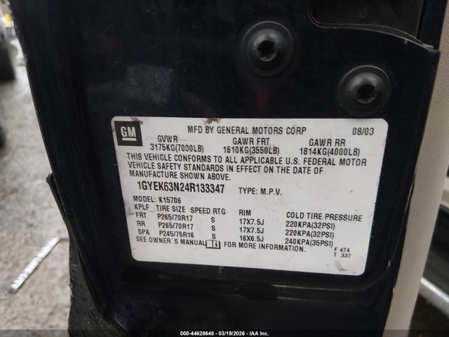 2004 CADILLAC ESCALADE 1GYEK63N24R133347 Photo 8