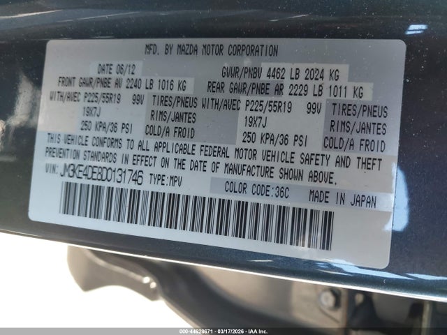 2013 Mazda Cx-5 Grand Touring მანქანა იყიდება აუქციონზე, vin: JM3KE4DE8D0131746, აუქციონის ნომერი: 44628671