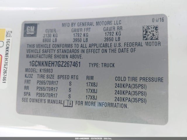 1GCNKNEH7GZ267461 Chevrolet Silverado 1500 Wt