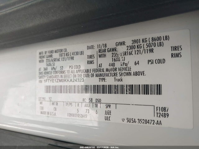 2019 FORD TRANSIT-150 1FTYE1ZM0KKA24323 Photo 8