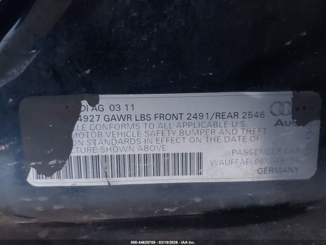 Продаж на аукціоні авто 2011 Audi A4 2.0t Premium, vin: WAUFFAFL0BN048195, номер лоту: 44628708