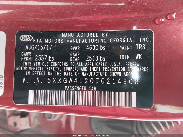 5XXGW4L20JG214908 KIA Optima Sx Turbo