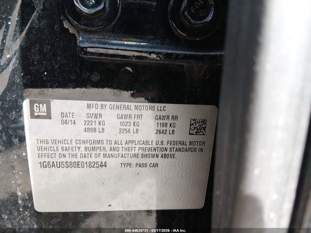 44628731 :رقم المزاد ، 1G6AU5S80E0182544 vin ، 2014 Cadillac Cts Vsport مزاد بيع